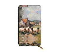 XZDCAL Cute Farm Animals - Portafoglio lungo in pelle alla moda per ragazze e donne con scomparti multipli, nero, taglia unica, Nero , Taglia unica