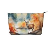 XZDCAL Deer by the River - Trousse in velluto a coste con fodera robusta, per viaggi e uso quotidiano, colore nero, taglia unica, Nero , Taglia unica