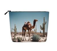 XZDCAL Desert cute cammello monostrato effetto lino astuccio per il trucco con cerniera per garantire le vostre esigenze quotidiane o di viaggio, nero, taglia unica, Nero , Taglia unica