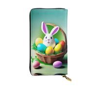 XZDCAL Easter Joy - Portafoglio lungo in pelle alla moda per ragazze e donne con scomparti multipli, nero, taglia unica, Nero , Taglia unica