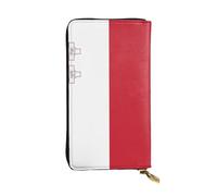 XZDCAL Flag of Malta - Portafoglio lungo in pelle alla moda per ragazze e donne con scomparti multipli, nero, taglia unica, Nero , Taglia unica