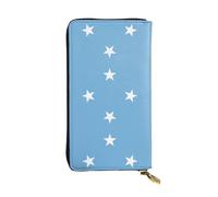 XZDCAL Flag of Micronesia Portafoglio lungo in pelle alla moda per ragazze e donne con scomparti multipli, nero, taglia unica, Nero , Taglia unica