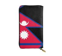 XZDCAL Flag of Nepal - Portafoglio lungo in pelle alla moda per ragazze e donne con scomparti multipli, nero, taglia unica, Nero , Taglia unica