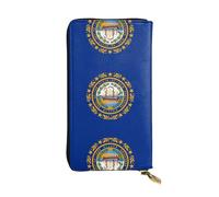 XZDCAL Flag of New Hampshire Portafoglio lungo in pelle alla moda per ragazze e donne con scomparti multipli, nero, taglia unica, Nero , Taglia unica
