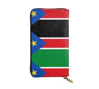 XZDCAL Flag of South Sudan - Portafoglio lungo in pelle alla moda per ragazze e donne con scomparti multipli, nero, taglia unica, Nero , Taglia unica
