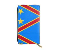 XZDCAL Flag of the Congo - Portafoglio lungo in pelle alla moda per ragazze e donne con scomparti multipli, nero, taglia unica, Nero , Taglia unica