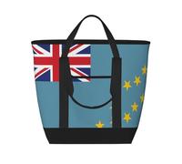 XZDCAL Flag of Tuvalu - Borsa tote isolata di grande capacità per donne, generi alimentari, pranzo e picnic, nera, taglia unica, Nero , Taglia unica