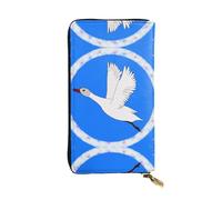 XZDCAL Flying White Goose - Portafoglio lungo in pelle alla moda per ragazze e donne con scomparti multipli, nero, taglia unica, Nero , Taglia unica