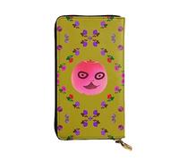 XZDCAL Funny Face Peach - Portafoglio lungo in pelle alla moda per ragazze e donne con scomparti multipli, nero, taglia unica, Nero , Taglia unica