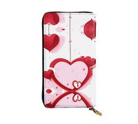 XZDCAL Little Red Heart - Portafoglio lungo in pelle alla moda per ragazze e donne con scomparti multipli, nero, taglia unica, Nero , Taglia unica
