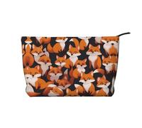 XZDCAL lots of cartoon little foxes - Trousse in velluto a coste con fodera robusta, per viaggi e uso quotidiano, colore: nero, taglia unica, Nero , Taglia unica