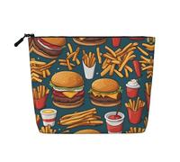 XZDCAL Lots of tasty food - Astuccio per trucchi a strato singolo, effetto lino, con cerniera, per soddisfare le tue esigenze quotidiane o di viaggio, nero, taglia unica, Nero , Taglia unica