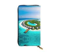 XZDCAL Maldives Scenery - Portafoglio lungo in pelle alla moda per ragazze e donne con scomparti multipli, nero, taglia unica, Nero , Taglia unica