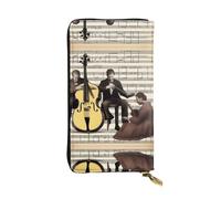 XZDCAL Musical Moments - Portafoglio lungo in pelle alla moda per ragazze e donne, con scomparti multipli, nero, taglia unica, Nero , Taglia unica