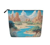 XZDCAL oasis in the desert - Astuccio per trucchi monostrato, effetto lino, con cerniera, per le tue esigenze quotidiane o di viaggio, nero, taglia unica, Nero , Taglia unica