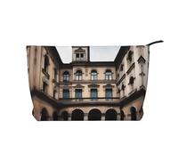 XZDCAL Old Architecture - Trousse in velluto a coste con fodera robusta, per viaggi e uso quotidiano, colore: nero, taglia unica, Nero , Taglia unica