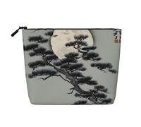 XZDCAL Pine Tree under the moon - Astuccio per trucco monostrato effetto lino, con cerniera, per le tue esigenze quotidiane o di viaggio, nero, taglia unica, Nero , Taglia unica