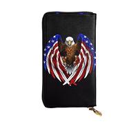 XZDCAL Pochette lunga in pelle alla moda con aquila patriottica con bandiera USA per ragazze e donne con scomparti multipli, nero, taglia unica, Nero , Taglia unica