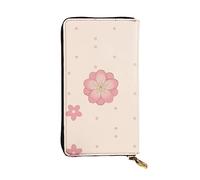 XZDCAL Pochette lunga in pelle alla moda con fiori di ciliegio rosa per ragazze e donne con scomparti multipli, nero, taglia unica, Nero , Taglia unica