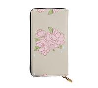 XZDCAL Pochette lunga in pelle alla moda con fiori di pesco divisi per ragazze e donne con scomparti multipli, nero, taglia unica, Nero , Taglia unica
