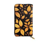XZDCAL Pochette lunga in pelle alla moda con foglie che cadono lentamente, per ragazze e donne, con scomparti multipli, nero, taglia unica, Nero , Taglia unica