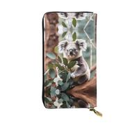 XZDCAL Pochette lunga in pelle alla moda con koala, per ragazze e donne, con scomparti multipli, nero, taglia unica, Nero , Taglia unica