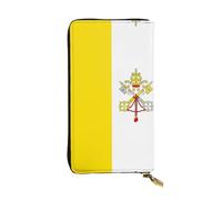 XZDCAL Pochette lunga in pelle con bandiera del Vaticano, alla moda, per ragazze e donne, con scomparti multipli, nero, taglia unica, Nero , Taglia unica