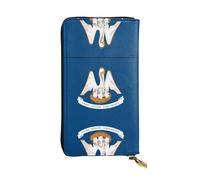 XZDCAL Pochette lunga in pelle con bandiera della Louisiana, alla moda, per ragazze e donne, con scomparti multipli, nero, taglia unica, Nero , Taglia unica