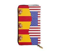 XZDCAL Pochette lunga in pelle con bandiera della Spagna americana alla moda per ragazze e donne con scomparti multipli, nero, taglia unica, Nero , Taglia unica