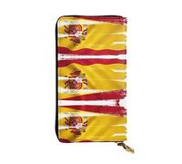 XZDCAL Pochette lunga in pelle con bandiera della Spagna per ragazze e donne con scomparti multipli, nero, taglia unica, Nero , Taglia unica