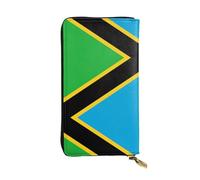 XZDCAL Pochette lunga in pelle con bandiera della Tanzania per ragazze e donne con scomparti multipli, nero, taglia unica, Nero , Taglia unica