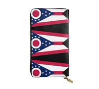 XZDCAL Pochette lunga in pelle con bandiera dell'Ohio State Flag alla moda per ragazze e donne con scomparti multipli, nero, taglia unica, Nero , Taglia unica