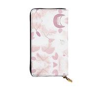 XZDCAL Pochette lunga in pelle dipinta a mano con motivo floreale alla moda per ragazze e donne con scomparti multipli, nero, taglia unica, Nero , Taglia unica