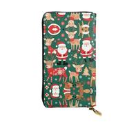 XZDCAL Portafoglio lungo in pelle alla moda con Babbo Natale e cervo natalizio per ragazze e donne con scomparti multipli, nero, taglia unica, Nero , Taglia unica