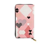 XZDCAL Portafoglio lungo in pelle alla moda con grafico d'amore astratto per ragazze e donne con scomparti multipli, nero, taglia unica, Nero , Taglia unica