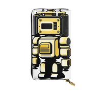 XZDCAL Portafoglio lungo in pelle alla moda con robot retrò per ragazze e donne con scomparti multipli, nero, taglia unica, Nero , Taglia unica