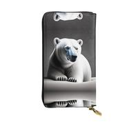 XZDCAL Portafoglio lungo in pelle con ritratto di orso polare alla moda per ragazze e donne con scomparti multipli, nero, taglia unica, Nero , Taglia unica