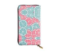 XZDCAL Portafoglio lungo in pelle rosa blu con fette di agrumi alla moda per ragazze e donne con scomparti multipli, nero, taglia unica, Nero , Taglia unica