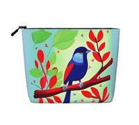 XZDCAL Red Leaf Bird - Astuccio per trucco monostrato effetto lino con cerniera per le tue esigenze quotidiane o di viaggio, nero, taglia unica, Nero , Taglia unica