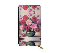 XZDCAL Romance Blooms - Portafoglio lungo in pelle alla moda per ragazze e donne con scomparti multipli, nero, taglia unica, Nero , Taglia unica