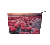 XZDCAL Roses by the sea - Trousse in velluto a coste con fodera robusta, per viaggi e uso quotidiano, colore: nero, taglia unica, Nero , Taglia unica
