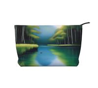 XZDCAL Serene Waters - Trousse in velluto a coste con fodera robusta, per viaggi e uso quotidiano, colore: nero, taglia unica, Nero , Taglia unica