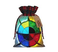 XZDCAL Shine in all directions - Sacchetto regalo in iuta con coulisse, in tessuto tartan e etichetta in carta kraft, per festival e occasioni speciali, Nero , M