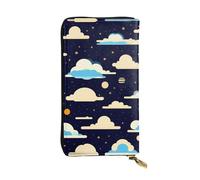 XZDCAL Sky Clouds - Portafoglio lungo in pelle alla moda per ragazze e donne con scomparti multipli, nero, taglia unica, Nero , Taglia unica
