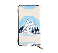 XZDCAL Snow-capped Mountains, portafoglio lungo in pelle alla moda per ragazze e donne con scomparti multipli, nero, taglia unica, Nero , Taglia unica