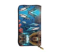 XZDCAL Submarine Shark Coral - Portafoglio lungo in pelle alla moda per ragazze e donne con scomparti multipli, nero, taglia unica, Nero , Taglia unica