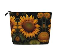 XZDCAL Sunflowers and Butterflies - Astuccio per il trucco monostrato effetto lino, con cerniera, per le tue esigenze quotidiane o di viaggio, nero, taglia unica, Nero , Taglia unica