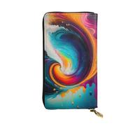 XZDCAL Surreal Enigma - Portafoglio lungo in pelle alla moda per ragazze e donne con scomparti multipli, nero, taglia unica, Nero , Taglia unica