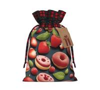 XZDCAL Tasty Wonders - Sacchetto regalo in iuta con coulisse, in tessuto tartan e etichetta in carta kraft, per festival e occasioni speciali, Nero , M