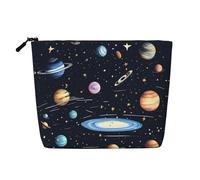 XZDCAL The Solar Family - Astuccio per trucchi a strato singolo, effetto lino, con cerniera, per le tue esigenze quotidiane o di viaggio, nero, taglia unica, Nero , Taglia unica